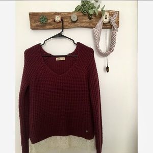 Lace-Trimmed Burgundy Sweater — NWOT